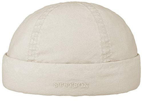 Stetson Delave Organic Cotton Dockermütze Umschlagmütze Baumwollmütze Sommermütze Dockercap Herren - Made in The EU mit Umschlag, Docker Frühling-Sommer - M (56-57 cm) Hellbeige