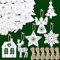 FLOFIA 48pz Addobbi per Albero di Natale in Legno Ciondolo da Appendere Pendenti Natalizi Decorazione Appesa per Casa Regalo Forma Stella Renna Angelo Albero di Natale in Legno Bianco