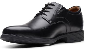 Clarks Herren Whiddon Plain Oxford-Schuh, Black Leather, 43 EU Weit