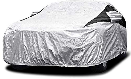 Premium Mehrschichtige PEVA Mittelgroße Schrägheck-Autoabdeckung für Prius, Golf und mehr, wasserdicht und UV-Schutz, Maße: 450 cm, Schutzfutter, Öffnung auf Fahrerseite, Spanngurte