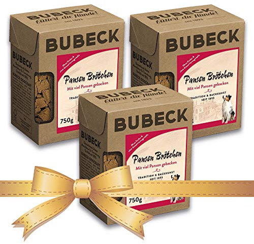 Bubeck | 3 x 750g Hundekekse | Natürlich und hart Gebacken | Snackbox | die ideale Belohnung für unterwegs (Pansen)