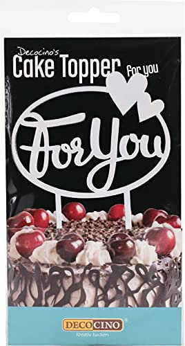 DECOCINO Cake Topper For You – Tortenstecker in Silber zum Dekorieren & Verzieren von Torten und Kuchen (10 x 8 cm) – Tortendekoration