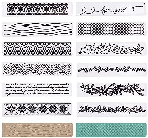 GLOBLELAND 12pcs Rectangle Lace Plastic Embossing Folders Plastic Templates templates Tools for DIY Craft Scrapbooking Photo Album Card Decoration