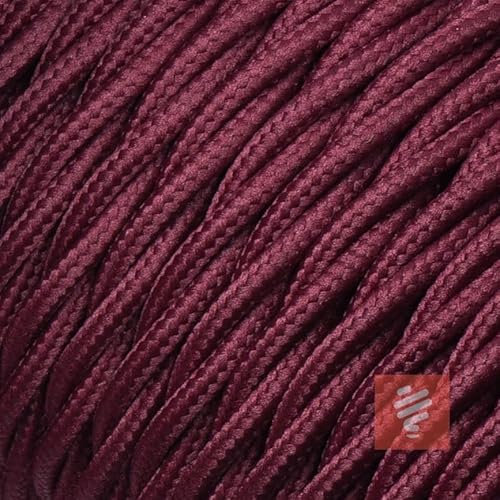 Câble textile pour installation en saillie (toronné, tressé) - Câble en tissu à trois fils - 3 x 1,5 mm², rouge bordeaux - 100 mètres