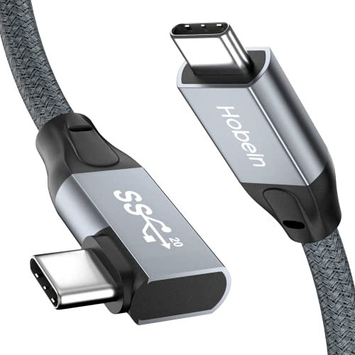 Hobein Rechtwinklig 100W USB C auf USB C Kabel, 90 Grad Design USB 3.2 Gen2×2 Typ C Ladekabel Unterstützt 20Gbps / 4K@60Hz / PD-Aufladung, für OTG, USB C Geräte, Tablet usw (0,5M)