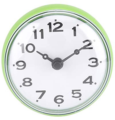 Nikou Reloj de Pared, Reloj de Ducha de Espejo de Ventana de Pared de succión Impermeable para baño(Verde)
