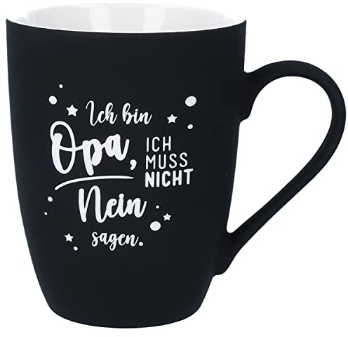 Spruchreif | Soft-Touch Tasse Schwarz Ich bin Opa, ich muss nicht… – Beidseitig gravierte Tasse mit Spruch | Lustiges Geschenk für Opa zum Vatertag, Geburtstag oder Weihnachten