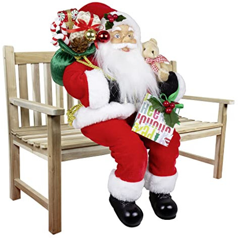 Christmas Paradise Sitzender Weihnachtsmann 45cm Deko-Figur Kantenhocker Santa Nikolaus (Modell Carl)