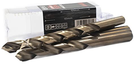 Ferrcan Forets pour métal HSS DIN338 M35 5% cobalt pour le perçage dans l'inox acier inoxydable, fer et autres métaux (paquet de 5 pièces par mesure) (12mm)