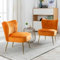 chairus Samt Polsterstuhl mit Metallbeinen Gepolsterter Einzelsofa Moderner Lesesessel für Balkon Wohnzimmer (Orange-2er)