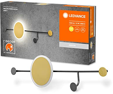 LEDVANCE DECOR Perchero Garderobenhaken 770mm, grau, kombinierte Nutzung von Garderobenhaken und Leuchte, eingebautes LED-Modul mit warmweißer Lichtfarbe (3000K), Schutzklasse IP20