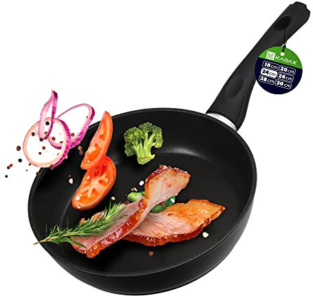 KADAX Bratpfanne, Pfanne mit Antihaftbeschichtung, beschichtete Gourmetpfanne, Induktion Universallpfanne, Bräter für fettfreies Kochen, Pfanne mit Kunststoffgriff (⌀ 24cm)