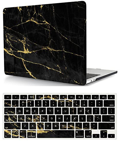 Hülle Kompatibel mit MacBook Pro 14 Zoll 2021/2023 Freisetzung A2442 A2779 M1/M2 Chip mit Touch ID, Plastik Schützend Hartschale Case & Tastaturabdeckung für MacBook Pro 14 Zoll, schwarzer Marmor