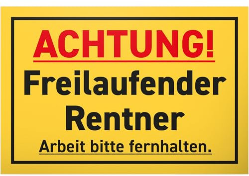 DankeDir! Freilaufender Rentner - 30 x 20 cm Schild - Verabschiedung Karte Geschenkidee Pensionierung Abschied - Rente Renteneintritt Kollege Geschenk Ruhestand Männer Rentner