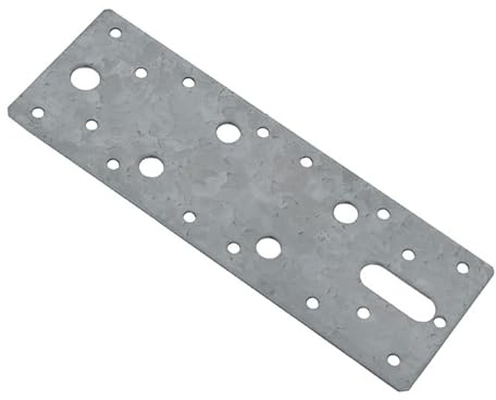 BPC Fixings Galvanised Flat Connector Plate 10-Piece Set, 180 mm Length x 60 mm Width, Silver