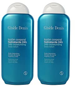 GISÈLE DENIS - Loción Corporal Hidratante 24 Horas, 2x400 ml, Crema de Cuerpo, Cuidado de Piel, con Ácido Hialurónico, Extracto de Caviar, Arginina y Urea, Regenerante y Protector, Innovadora Fórmula
