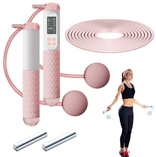 Corde a Sauter sans Fil Corde a Sauter Sport Corde à Sauter pour La Corde à Sauter De Fitness avec Comptoir Corde à Sauter Numérique sans Cordon avec Une pour Les Enfants Rose Adulte