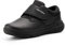 FitVille Men's Extra Wide Fit Leather Shoes, Walking Shoes with Hook & Loop Straps - EasyTop Deluxe Dress Shoes V4 Wide 9 UK Black