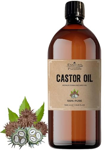 Essican Purelife Castor Oil,100% Pure Cold Pressed Castor Oil For Dry Skin & Hair Growth, Eyelashes & Eyebrow Oil, Castor Oil for Body, Beard, Nails - Vegan and Cruelty Free -1000ml, Pack of 1