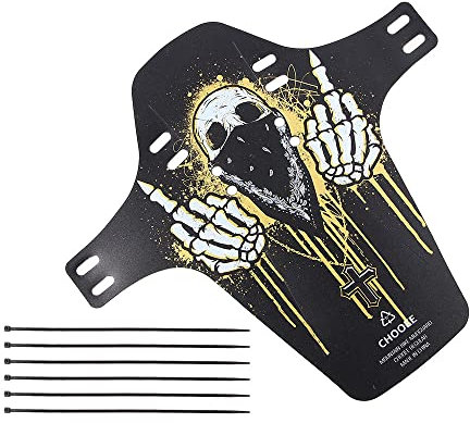 Vctitil Parafango per bicicletta con fascette per cavi MTB Fender Bike parafango anteriore Bici parafango anteriore Spessore accessori per ciclismo (teschio)