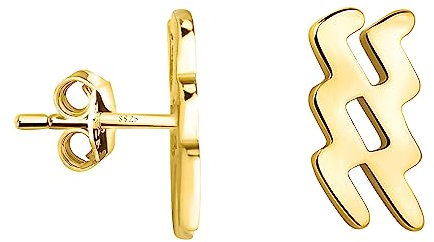 SOFIA MILANI - Damen Ohrringe 925 Silber - vergoldet/golden - Wassermann Sternzeichen Ohrstecker - E2085