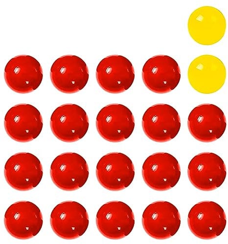 Luckious Plastic Game Balls - 21 Pcs Set, 19 Red & 2 Yellow Balls for Hungry Hippos
