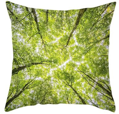 Epinki 40x40cm Kissenbezüge, Weiche Sitzkissen 4Pcs Set mit Bäume Motiv Bequem Polyester für Zuhause Wohnzimmer Sofa Dekoration, Polyester-Set 4pcs, Grün