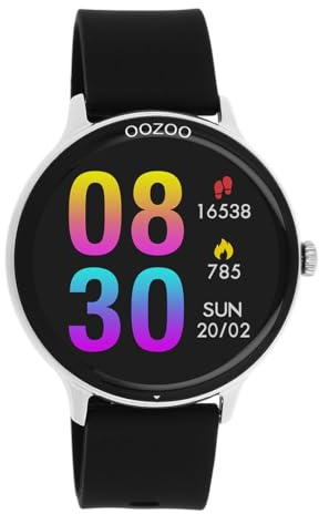 Oozoo - Vielseitige Smartwatch Herren mit 20mm Silikonarmband | Fitnesstracker mit Pulsmesser, Schrittzähler & Schlafmonitoring | Smartwatch rund IOS & Android kompatibel | 33mm Touchscreen | IP67