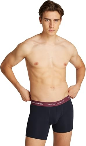 Tommy Hilfiger Herren 3er Pack Boxershorts Briefs aus Baumwolle, Mehrfarbig (Heritage Plum/Unity Blue/White), S