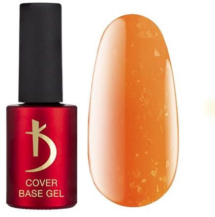 Kodi Professional - Esmalte Semipermanente - Naranja Neón Camuflaje Brilliante Copos - Esmaltes Semipermanentes para Uñas -7ml- Base Gel Cover Orange Flakes - Base Coat - UV LED