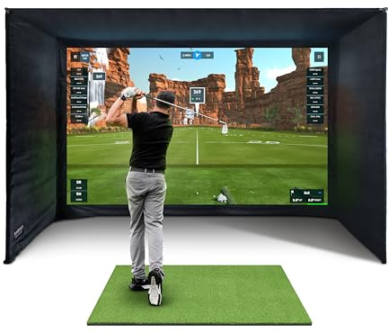 SimSpace Golf Simulator Enclosure with Impact Display Projection Screen, use with All Golf Launch Simulators and Monitors.