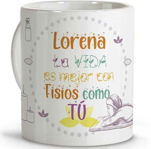 LolaPix Regalos fisioterapeuta. Tazas personalizadas con nombre. Tazas originales para regalar. Regalos para fisios. Taza cerámica 330 ml.