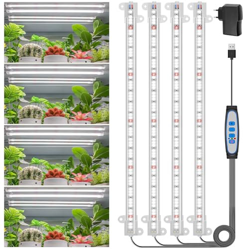 Wiaxulay Pflanzenlampe LED Vollspektrum, 6000K Pflanzenlicht für Pflanzen, Wachstumslichter für Zimmerpflanzen, Wachstumslichtstreifen mit Auto Timer 6/12/16H, 5 Stufen Dimmbar