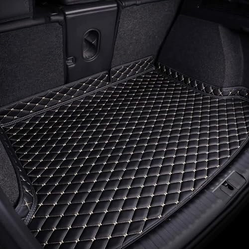 AIRAU Auto Leder Kofferraummatte für Ford kuga 2019-2024, rutschfest Kofferraumwanne Kofferraum Schutzmatte Kofferraumschutz Interieur Zubehör,A/Black-Beige