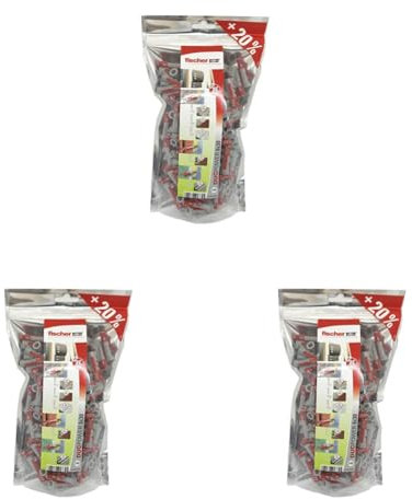 fischer DuoPower Big Pack 6 x 30, Universaldübel, leistungsstarker 2-Komponenten-Dübel, Kunststoffdübel zur Befestigung in Beton, Ziegeln, Stein, Gipskarton UVM., ohne Schrauben, 240 Stück