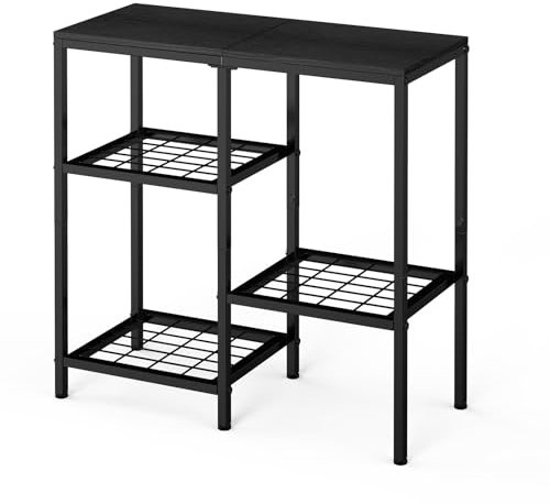 YBING Aquarium-Ständer mit 3 Ebenen, Metall, mit Aufbewahrung, Reptilien-Tank-Ständer für Zubehör, 150 kg Kapazität, 74 cm L x 31 cm B Tischplatte, Schwarz