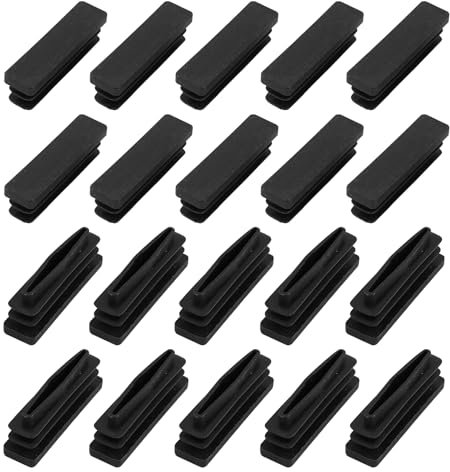 METALLIXITY Rechteckige Endkappen (40 x 10mm) 24 Stück, Kunststoff Rechteckrohr Einsätze Gewinde Endkappen Schutz - für Möbel Tisch Stuhlbeine, Schwarz