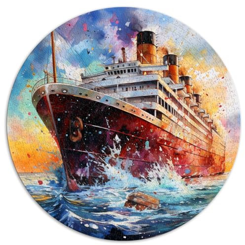 Puzzle für Erwachsene und Kinder, 1000 Teile, Titanic-Aquarell, rundes Puzzle für Erwachsene, für Erwachsene und Kinder ab 12 Jahren, Papppuzzle, Puzzle für Erwachsene, Geschenke,