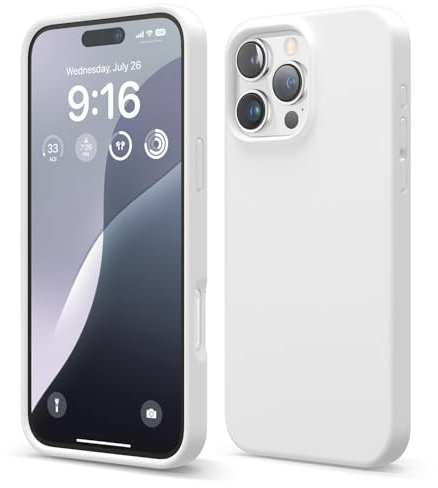 elago Compatible with iPhone 16 Pro Max Case, Premium Liquid Silicone Case, Full Body Protective Cover, Shockproof, Slim Phone Case, Anti-Scratch Soft Microfiber Lining, 6.9 inch (White)