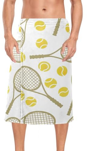 linqin Herren-Badetuch, Motiv: Sport-Tennis-Symbole, weiches Gewebe, 152,4 x 71,1 cm, Frottee-Handtuch für Fitnessstudio, Schlafsaal, Sauna
