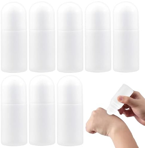 GUTERTOP 8 Stück Deoroller zum Befüllen, 50 ml Deo Roller Behälter leer, Roll on Flasche Leer für Parfüm, Atherische Öle