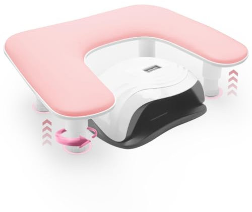 Diesisa Nail Arm Rest, Hand Rest for Nails with Height Adjustment, Soft PU Leather U-Shaped Manicure Armrest, Nail Cushion with Detachable Legs, Non-Slip Hand Rest Pillow for Nail Tech (Pink)