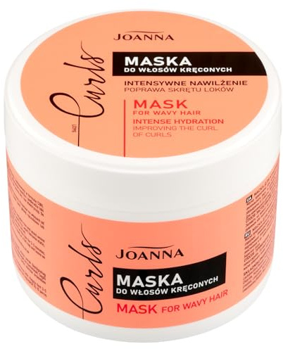 Joanna Locken Haarmaske 300 g - Nährende Haarkur - Pflege für Naturlocken - Haarkur für welliges und lockiges Haar - Locken Produkte mit Reis-Aminosäuren für natürliche Lockenpflege