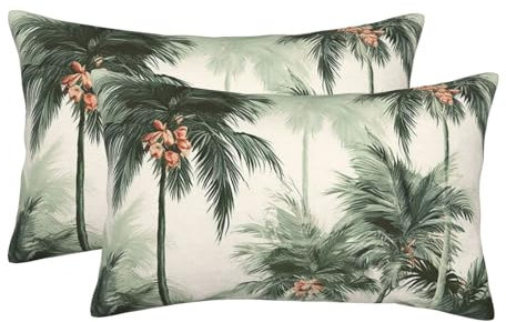 Small/Standard/Queen Pillowcases Set of 2, Tropical Palm Trees Pillow Cases for Hair and Skin, Super Soft Pillow Case Covers with Hidden Zipper, 20x30 Pillow Covers for Sleeping Gift