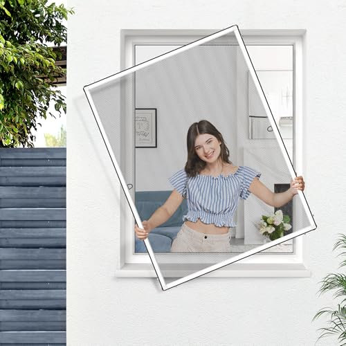 jarolift Insektenschutz Spannrahmen BrushLine 2000 aus hochwertigem Aluminium, Montage ohne Bohren, 90 x 150 cm, weiß