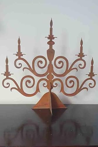 KUHEIGA Kerzenleuchter Kerzenständer 52cm x 48cm Metall Edelrost, Kerzen, Deko Edelrost