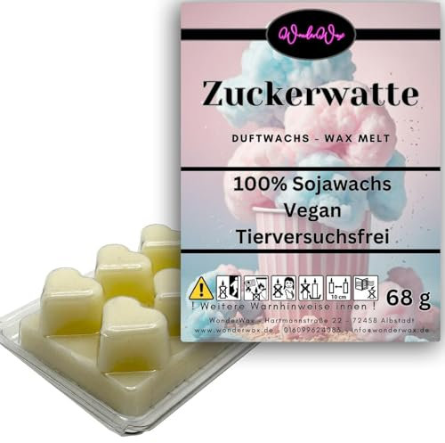 WonderWax Duftwachs Wax Melts für Duftlampe, 6 Herzen Duftmelt Wachsmelt Sojawachs Duftwachs Würfel für Raumdüfte, Wachs Duftöl Winter Indoor Schmelzen für Aromalampe Zuckerwatte