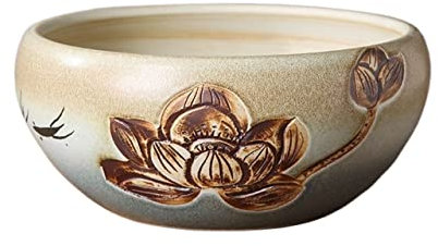 YCCHAH Macetas de interior para plantas de interior, maceta de cerámica, agujero sin fondo, plantas hidropónicas, adornos simples, maceta de loto, macetas de pecera para plantas al aire libre (sin