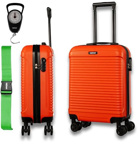NOWI® Las Palmas Koffer Klein: 55x40x20cm, Leichter Hartschalenkoffer mit Rollen, 34L passend für Ryanair, Lufthansa & co. Kabinenkoffer, Handgepäckskoffer (orange, M)