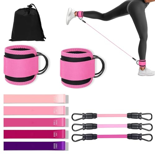 Knöchel-Widerstandsbänder mit Manschetten, Widerstandsbänder für Workouts, Hüfttrainingsgeräte, Übungsschlaufen für Kickback, Hüft-Fitness-Training, Kabelrückschlag-Knöchelriemen und